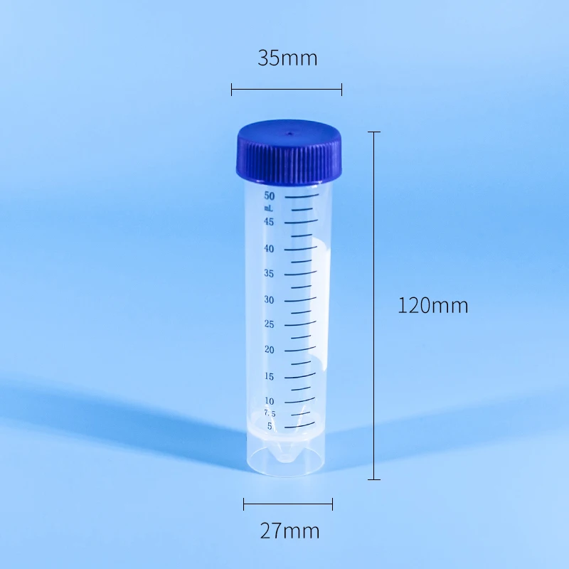 50 мл прозрачная Центробежная трубка с винтовой крышкой со шкалой пластиковые центрифужные трубки плоским дном для