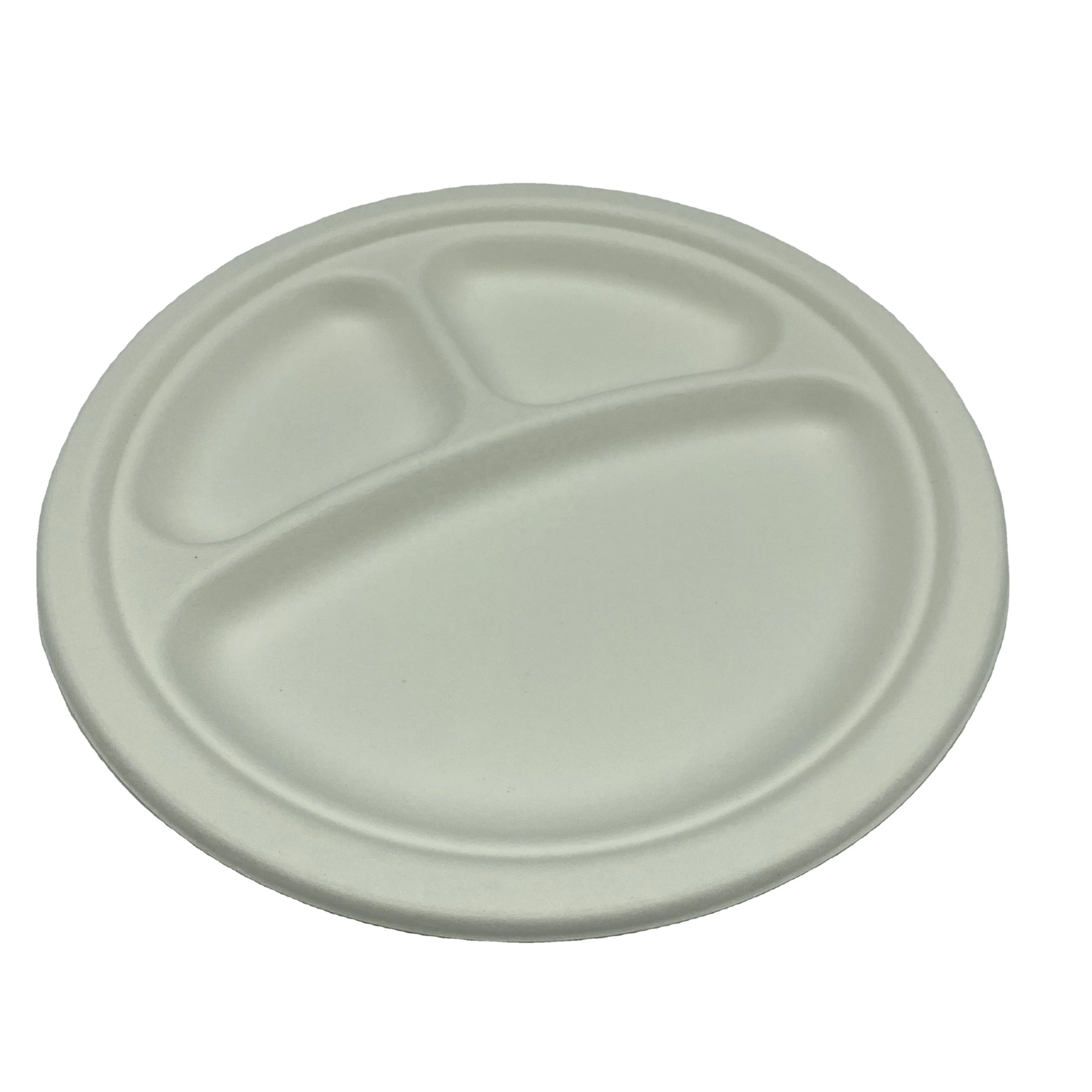 
Eco-friendly Disposable Biodegradable Sugarcane Bagasse Divided Plate Tableware 