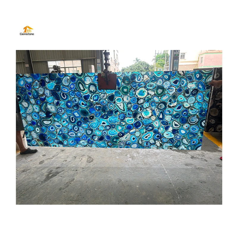 Backlit Interior Wall Cladding Colorful Thin Stone Translucent Agate Gemstone Slabs