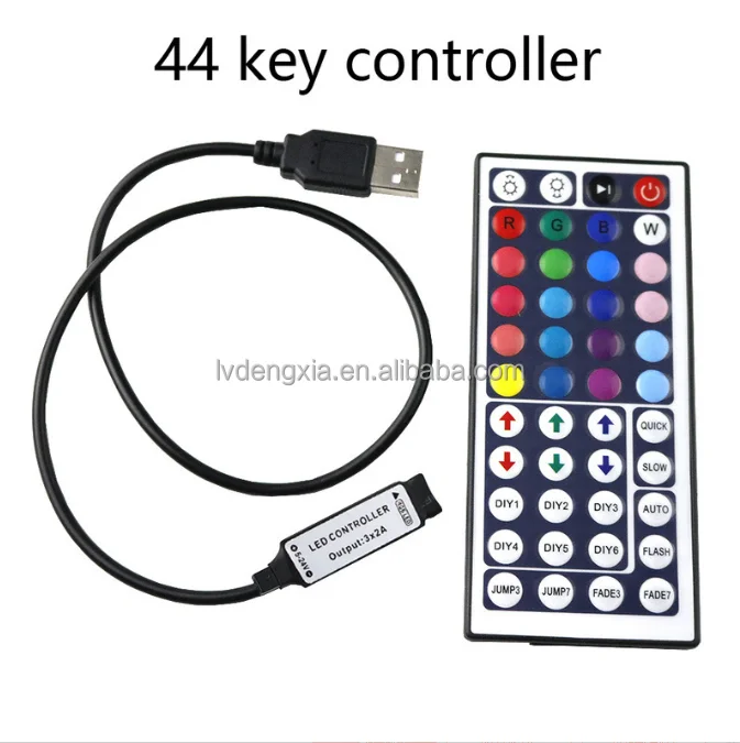 Mini USB plug RGB LED Controller 24 Keys Remote IR Control USB 5V For 3528 5050 SMD RGB LED Light Strip