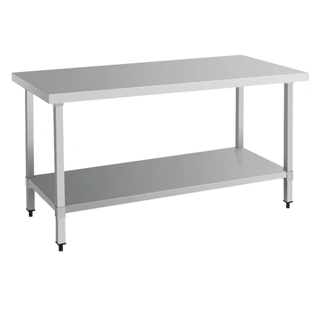 Corner Worktable Stainless Steel Kitchen Equipment Working Table Vegetable Sorting Workbench 2 Tiers Work Table For Storage
