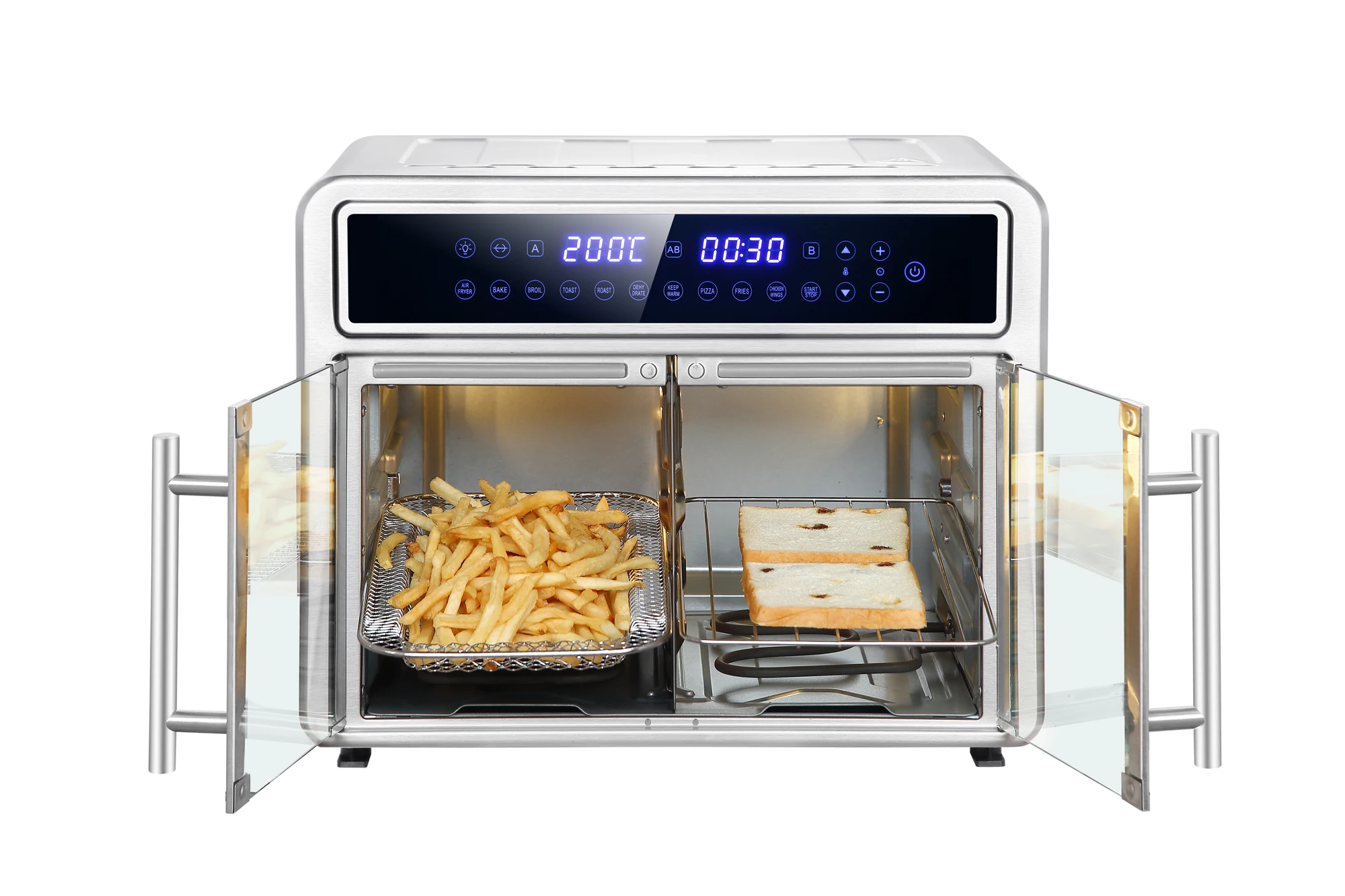 OEM SERVICES 26 QT Extra Large Air Fryer, Convection Toaster Oven with French Doors, Stainless Steel