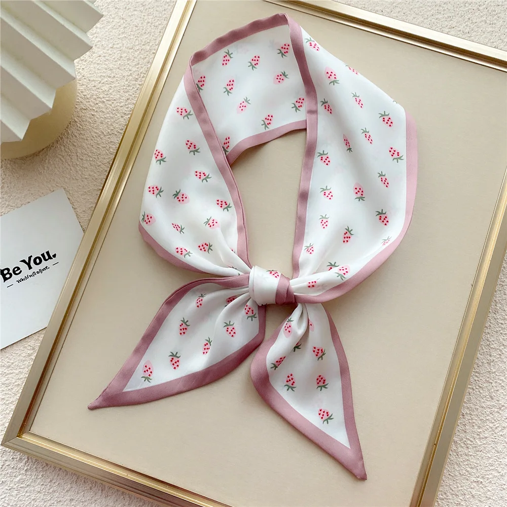 HB0733 Latest Hot Korean Print Thin Long Scarves 9.5*100cm Large Silk Scarf Tie Handle Bag Hair Ribbon Long Lady Silk Scarf