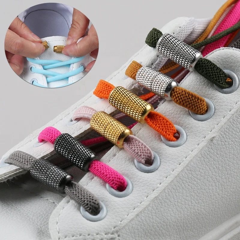 Custom Metal aglet on shoes Shoelaces no tie aglet Sneaker laces agle tips Elastic No Tie Shoe Lace Sneaker accessories