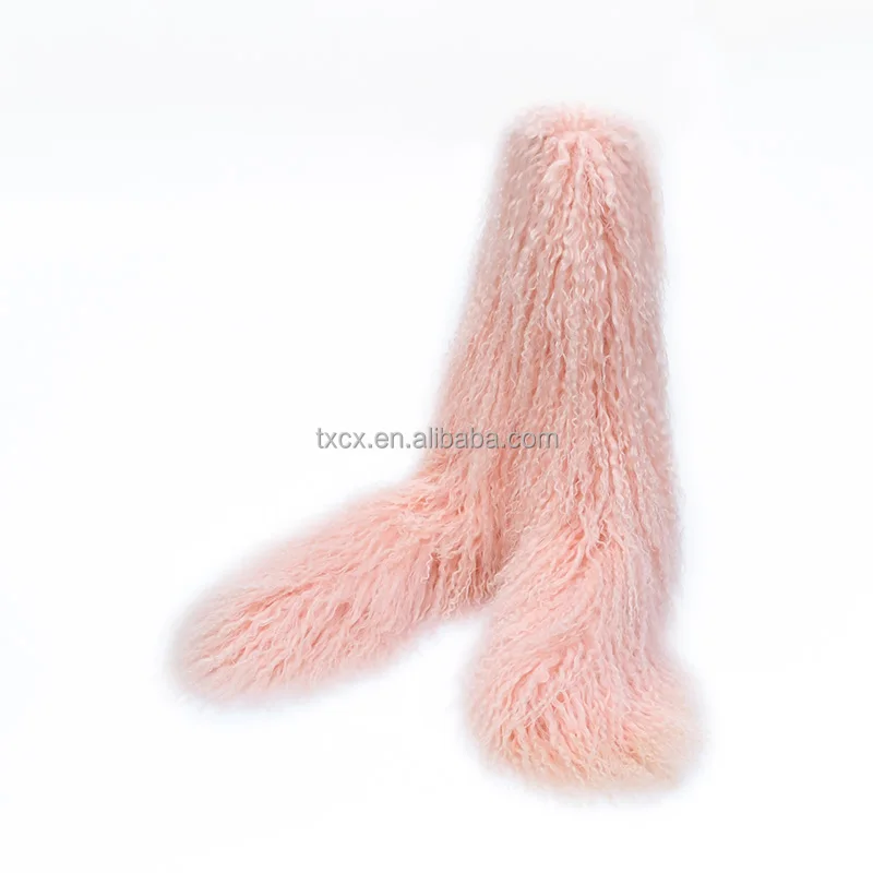 CX-S-02X Curly Winter Women Boutique Outfits Mongolian Lamb Fur Long Scarf