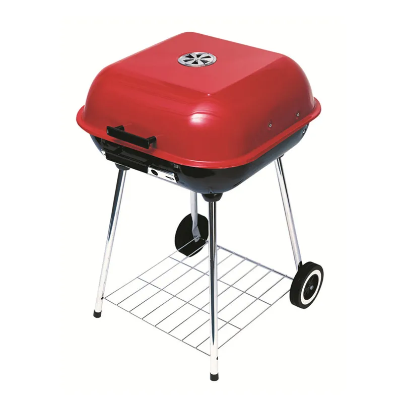 Recommend mobile portable Iron hamburger grill with Two Wheels Mini gas bbq grill for outdoor
