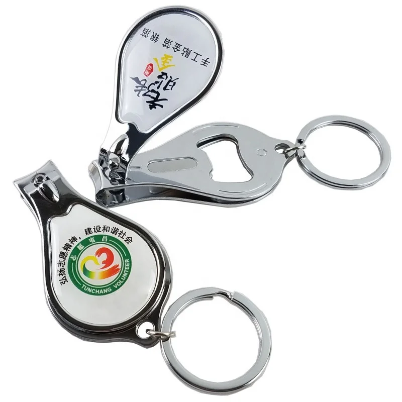 Promotional Key Chain Water Drop Shape Nail Clipper with Bottle Opener
