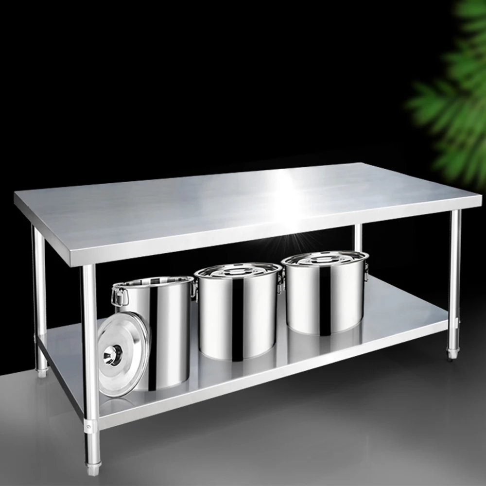 304 stainless steel workbench double-layer rack packaging table kitchen chopping board commercial operating table
