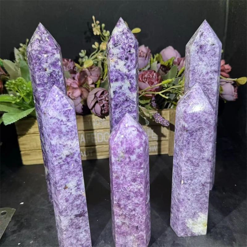 Wholesale Price Crystal Tower Natural Purple Mica Tower Purple Mica Point For Sale