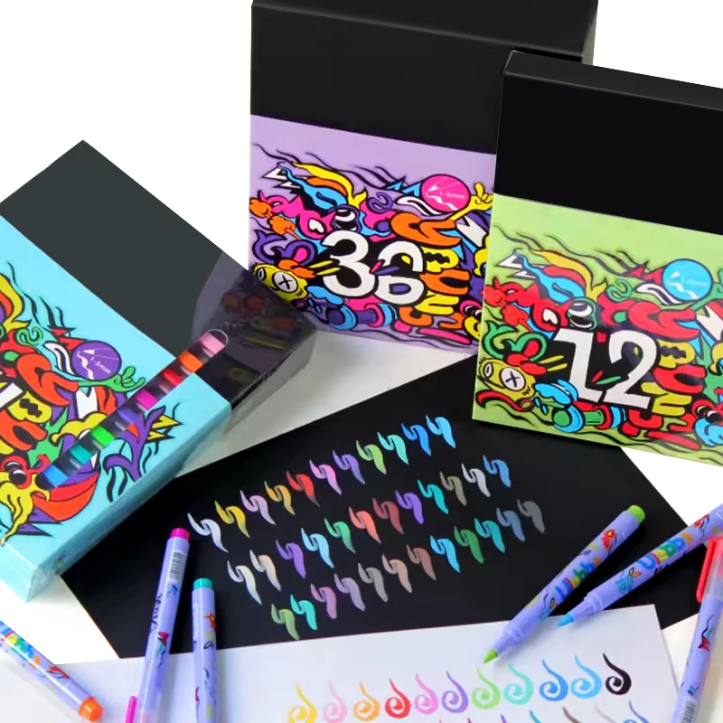 Customized Water Based Acrylic Graffiti Pen Soft Tip Art Marker Pen Set 12/24/36 Color Acrylic Marker Pen For Children Drawing