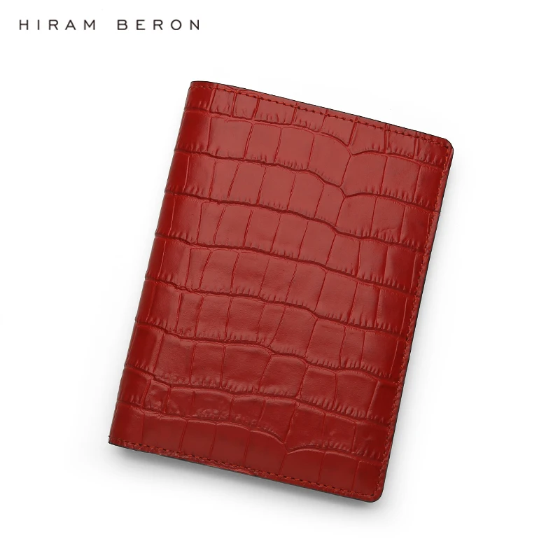 Hiram Beron Red Italian Leather Passport Case Leather Wallet