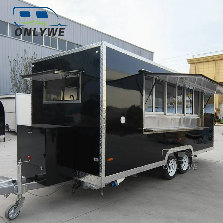 Outdoor mobile bar trailer truck street mobile coffee tea cart food stall kiosk snack machine food shop with wheels for sale
