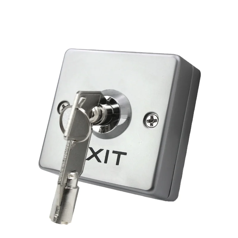 NO/NC/COM exit release button with key exit button push button switches for gate DC12V-24V with Back Box