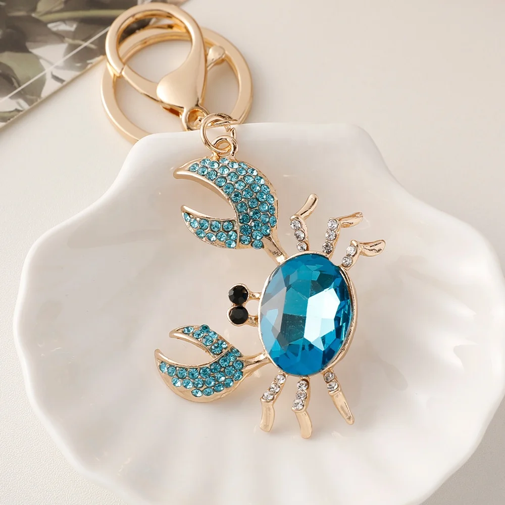 New Arrival Rhinestone Handbag Pendant Cute Crab Charm Exquisite Decoration Gift KeyChain