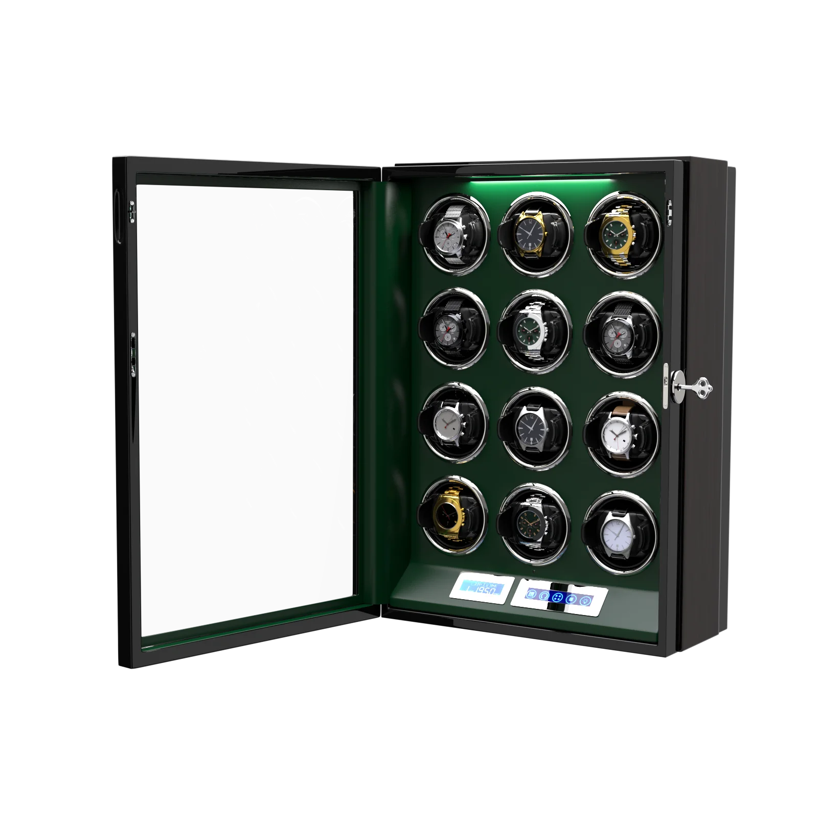 Custom Color LCD Touch Screen Remote Control 12 Slots LED Gyro Mainspring Automatic Watch Winder  8+