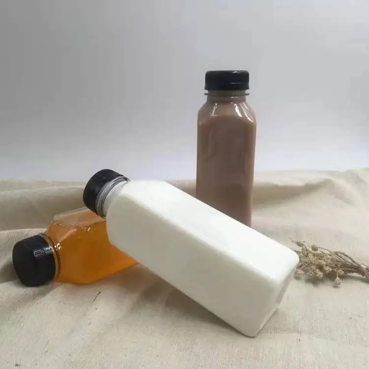 250Ml 8 Ounce Transparent Plastic Juice Bottle With Screw Lids At Wholesale Price