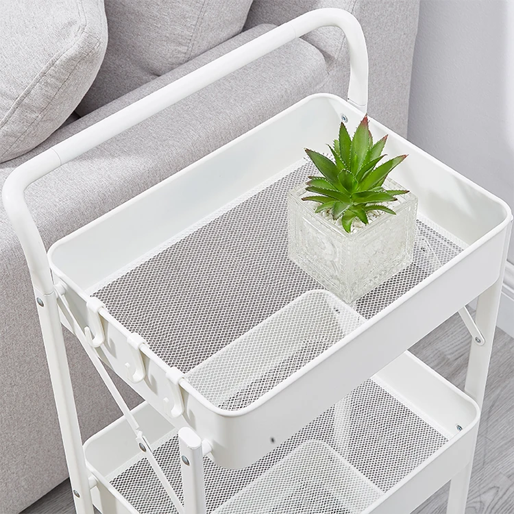 Wheelbarrow folding rack Kitchen floor multistorey snacks baby living room bedroom mobile bathroom storage rack