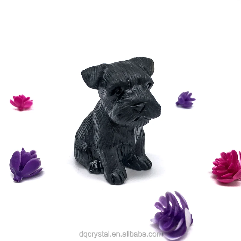 Wholesale High quality Crystal Carving 6cm size teddy dogs natural crystal craft obsidian bulldog animal for decoration