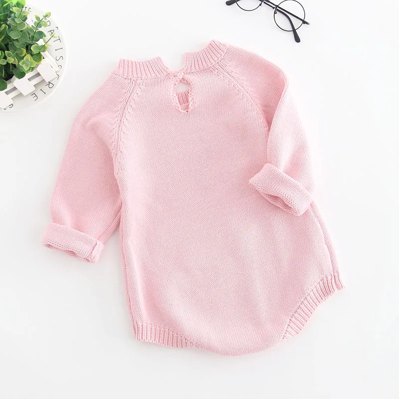 New Baby Girls Clothes Autumn Winter Rompers Soft Knitted Baby Clothes Fashionable Flower Baby Jumpsuit Girls Costumes