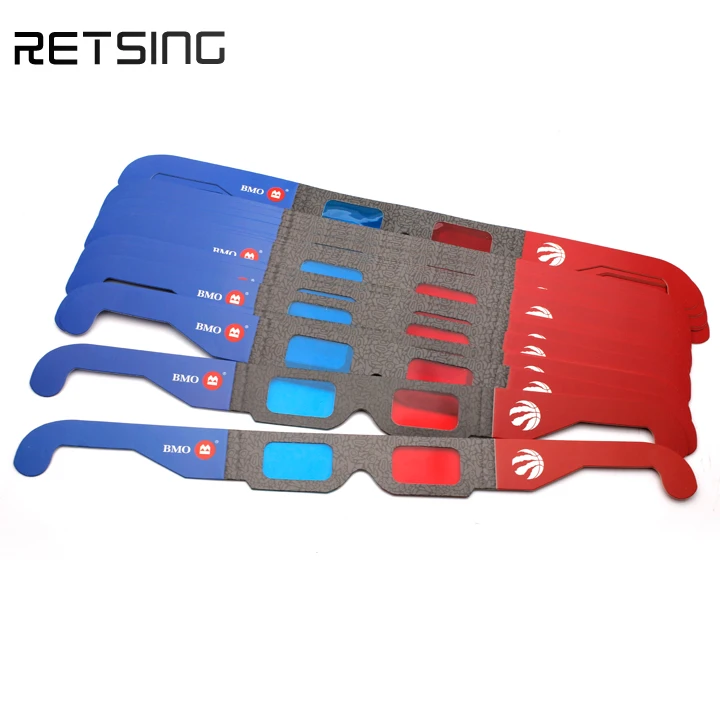 Customized Printing Red Cyan Anaglyph 3D Paper Eye Glasses Red Blue 3D Cardboard Glasses