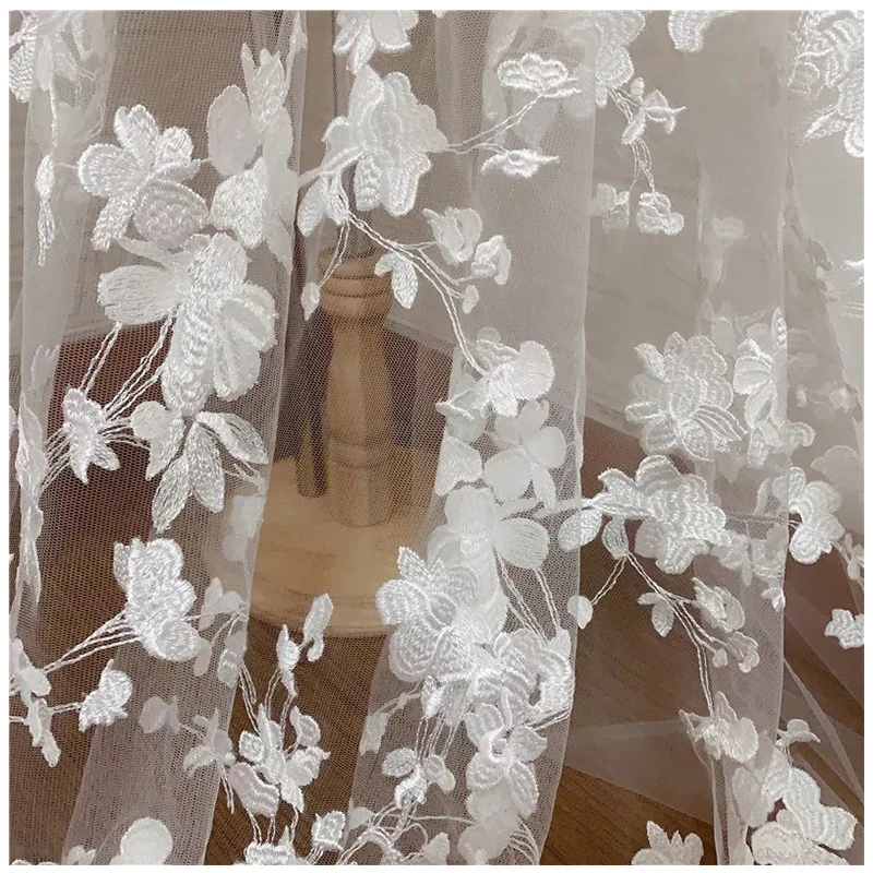 HC-10373 Hechun bridal beaded white lace fabric wholesale for dress