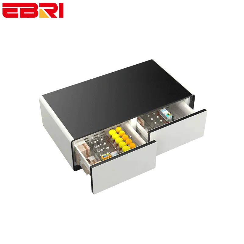 Top New Product 2022 Furniture Refrigerator Cooler and Cold Table Built-in Loudspeaker and Wireless Charging Stations Dual-zone