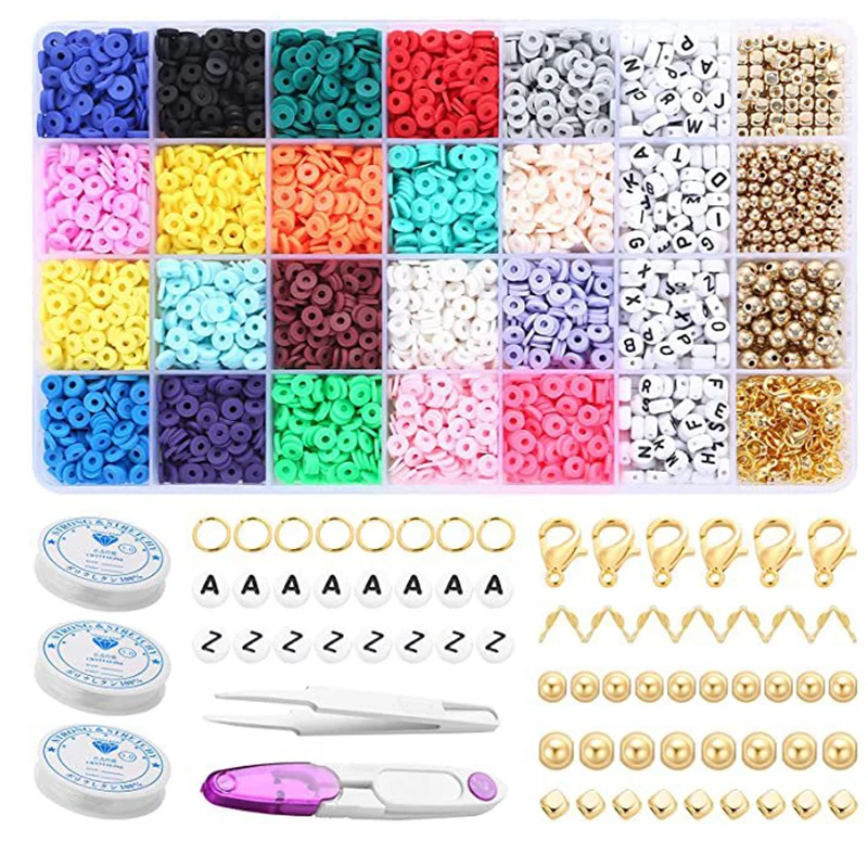 Diy alphabet letter beads jewelry 9mm Rainbow beads DIY braided Mosaic beads