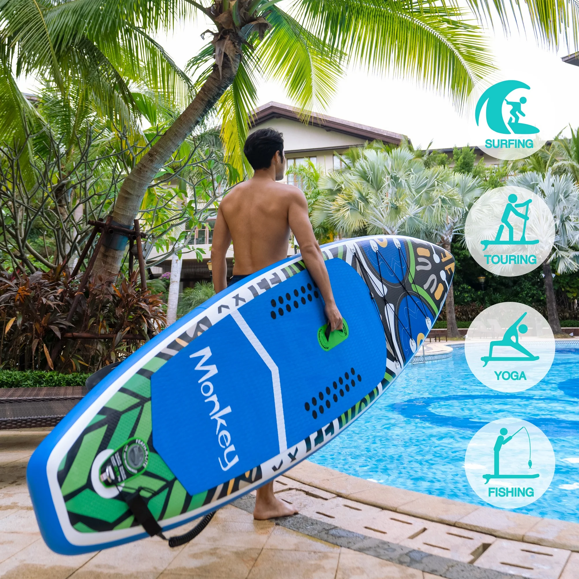 FUNWATER Прямая поставка от производителя 11 лопастей доска для серфинга педаль водяная надувная синяя лопастная