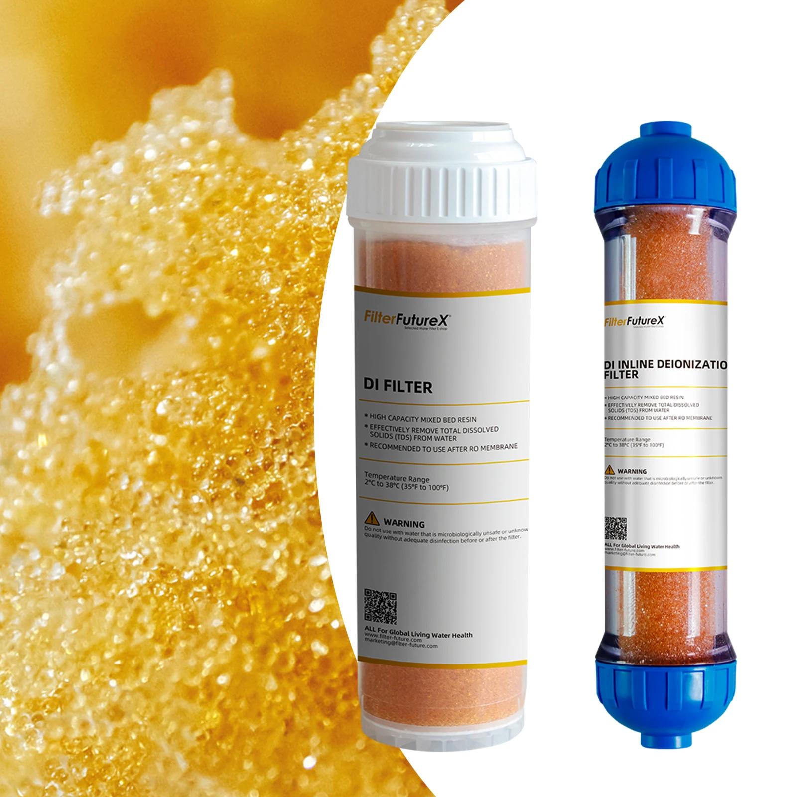 Замена бытовой 0 TDS чистой воды 10 дюймов Inline T33 измененный цвет смешанный подъем кровать деионизационный картридж