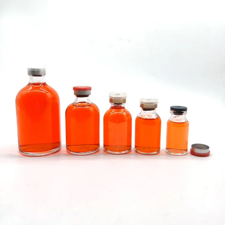 100ml 50ml 30ml 20ml 10ml glass moulded injection vial bottle glass medicine bottle with rubber and aluminum cap