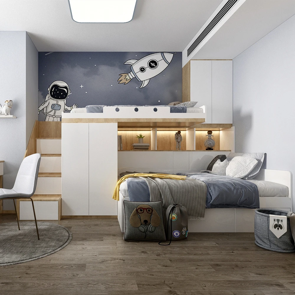 Manufacturers sell wooden furniture cheaply white wooden bunk beds children with drawers and ladder bunk beds