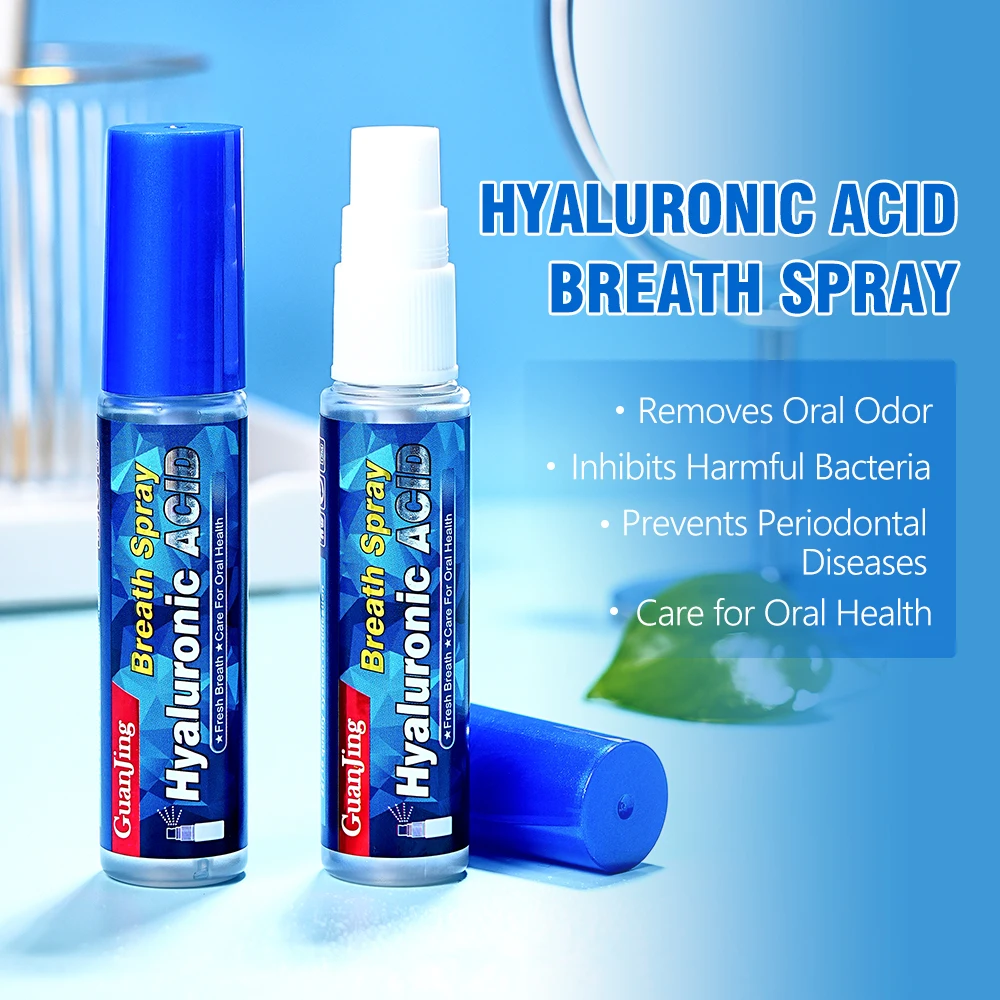 Guanjing Peach Extract Breath Fresheners Reduce Bacteria Perfume Hyaluronic Acid Fresh Breath Mouth Spray for Oral Health
