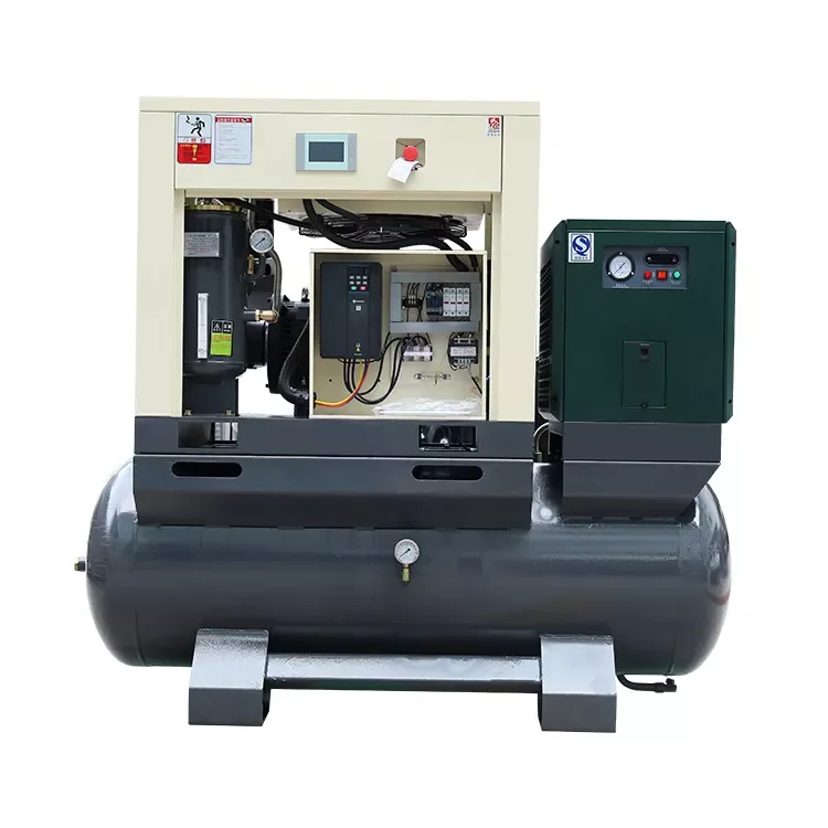 China Factory Screw Air Compressor All In One With Dryer Tank Filter Oil Injected Air Cooled For Laser Cutting