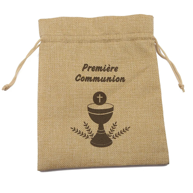 Custom Logo Printed Christmas Gift Drawstring Jute Gunny Pouch 100% Natural Burlap Jute Shopping Bags Brown Coffee Jute Bags