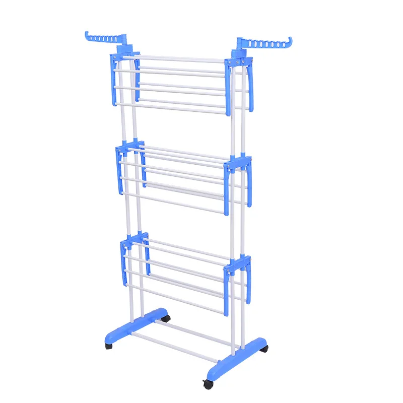 
Hot Sell Movable 4 Tiers Foldable Houseware Stainless Steel Metal Clothes Coats Towels Hanger Laundry Drying Racks 