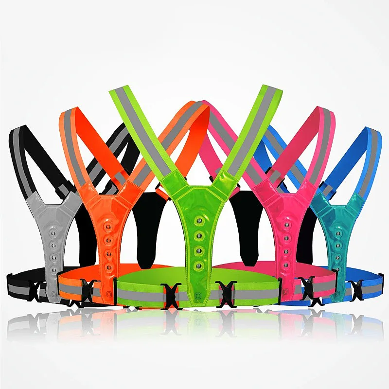 Amazon Hot Sell USB Charging Lightweight 3 Modes Led Running Safety Reflective Vest LED USB Night running lights for runners