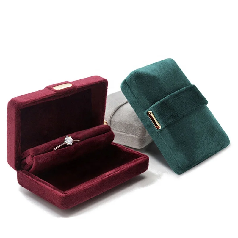 wholesale custom high quality red green plastic jewellery box velvet earring ring packaging jewelry box