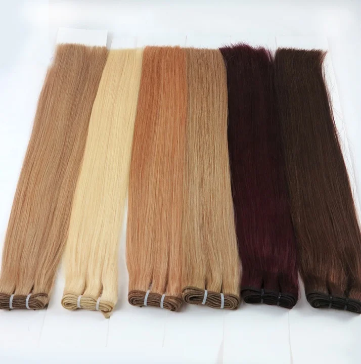 Ombre Brown to Blonde Straight Machine Double Weft Double Drawn Brazilian Remy Human Hair Weave