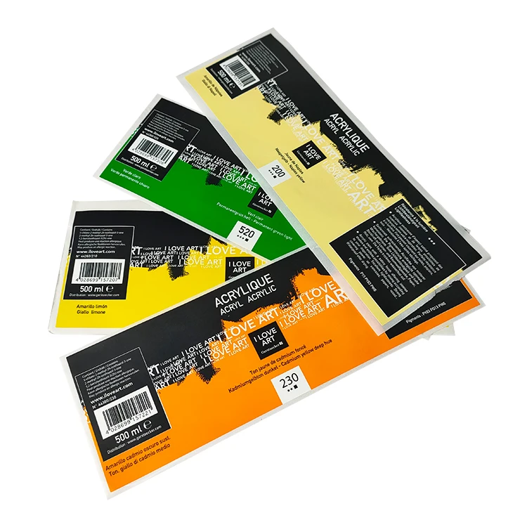 custom PVC/PE/PET Material Paint Labels square self adhesive waterproof bottle packaging printing labels sticker with logo