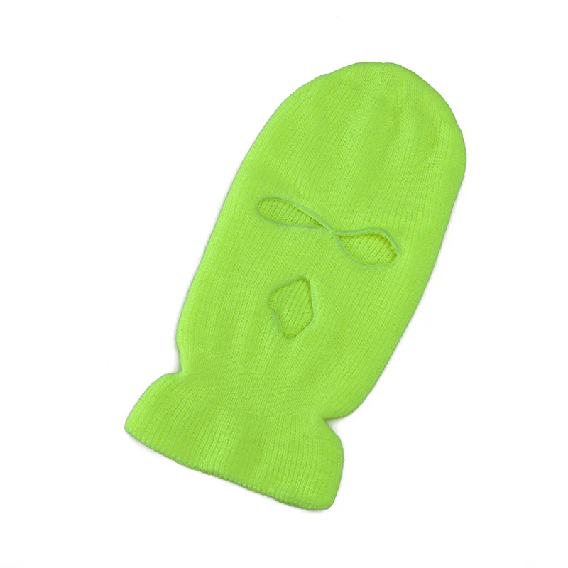 Quick Shipping Wholesale Three Holes Winter Knit Beanie Masks Acrylic Cycling Beanie Balaclava Mask Hat With Stock