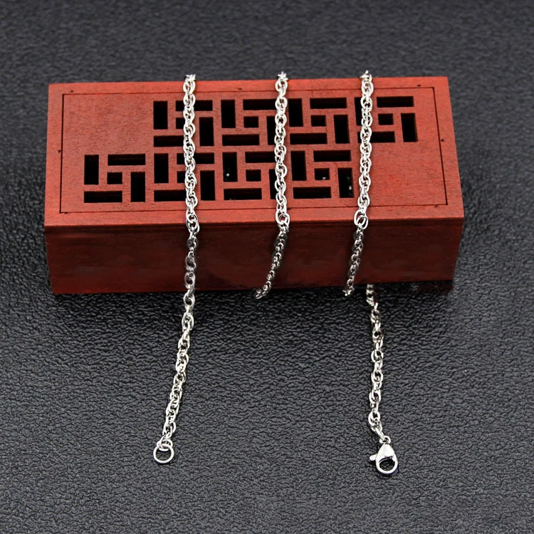 Stainless Steel Square Line Double Buckle Chain Steel Choker Necklace Clavicle Necklace Bracelet DIY Jewelry Necklace