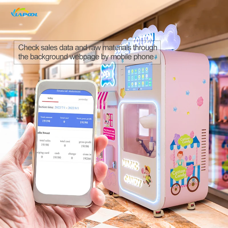 Hot Sale Electric Full Automatic Marshmallow Floss Vending Machine For Making Cotton Candy