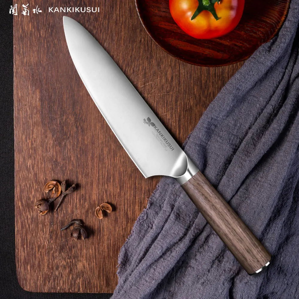 OEM&ODM Kitchen Knives 8 Inch Meat Cutting Knives Walnut Handle Stainless Steel Durable Sharp Cooking Chef Knife