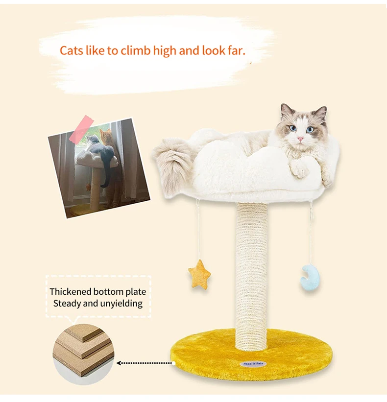 Cute Luxury Flower Type Cat Tree Climbing Frame for Small Large Cat with Sisal Wood Scratching Post Pet Cat Tree