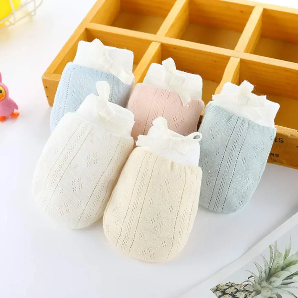 Newborn Adjustable Baby Cotton Gloves No Scratch Mittens For 0-6 Months Boys Girls Soft Infant Gloves