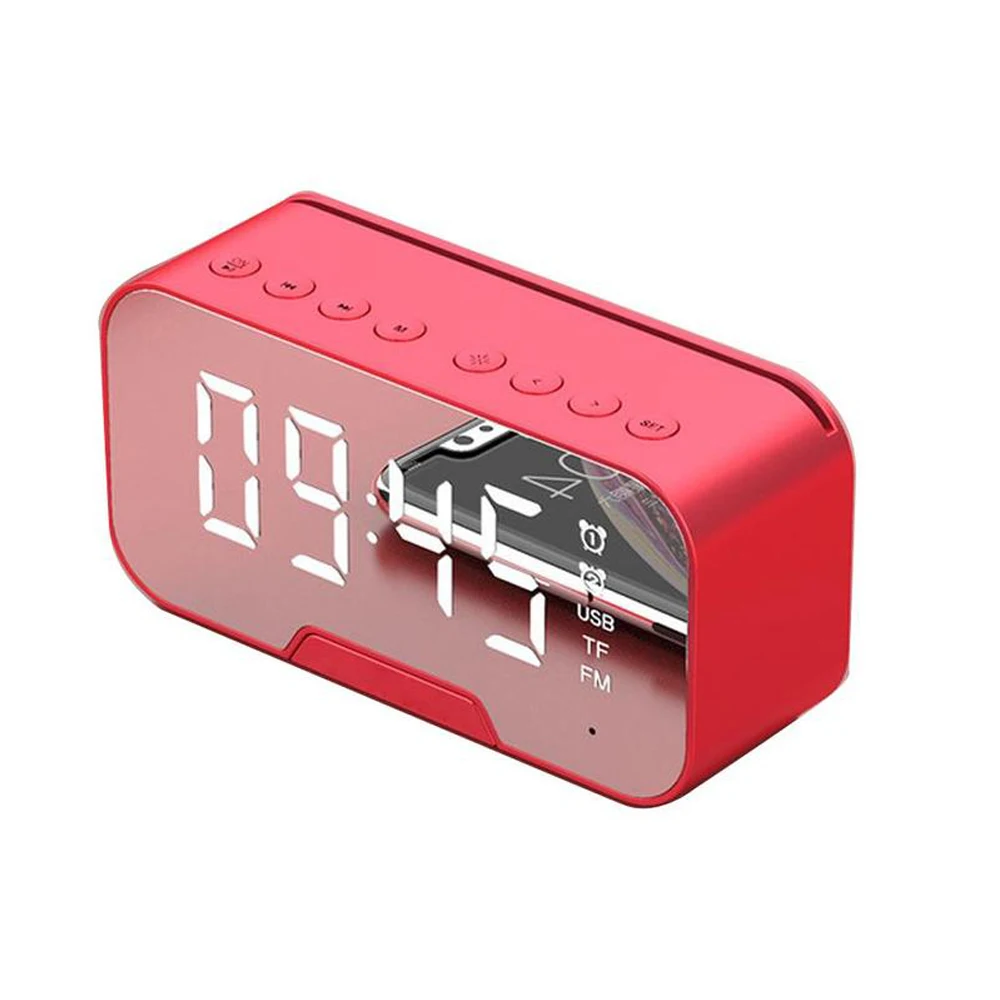 2021 Amazon Mirror Desk Clock With Blueteeth Speaker Digital Led Light Desk & Table Fm Radio Alarm Clock Electronic Calendars