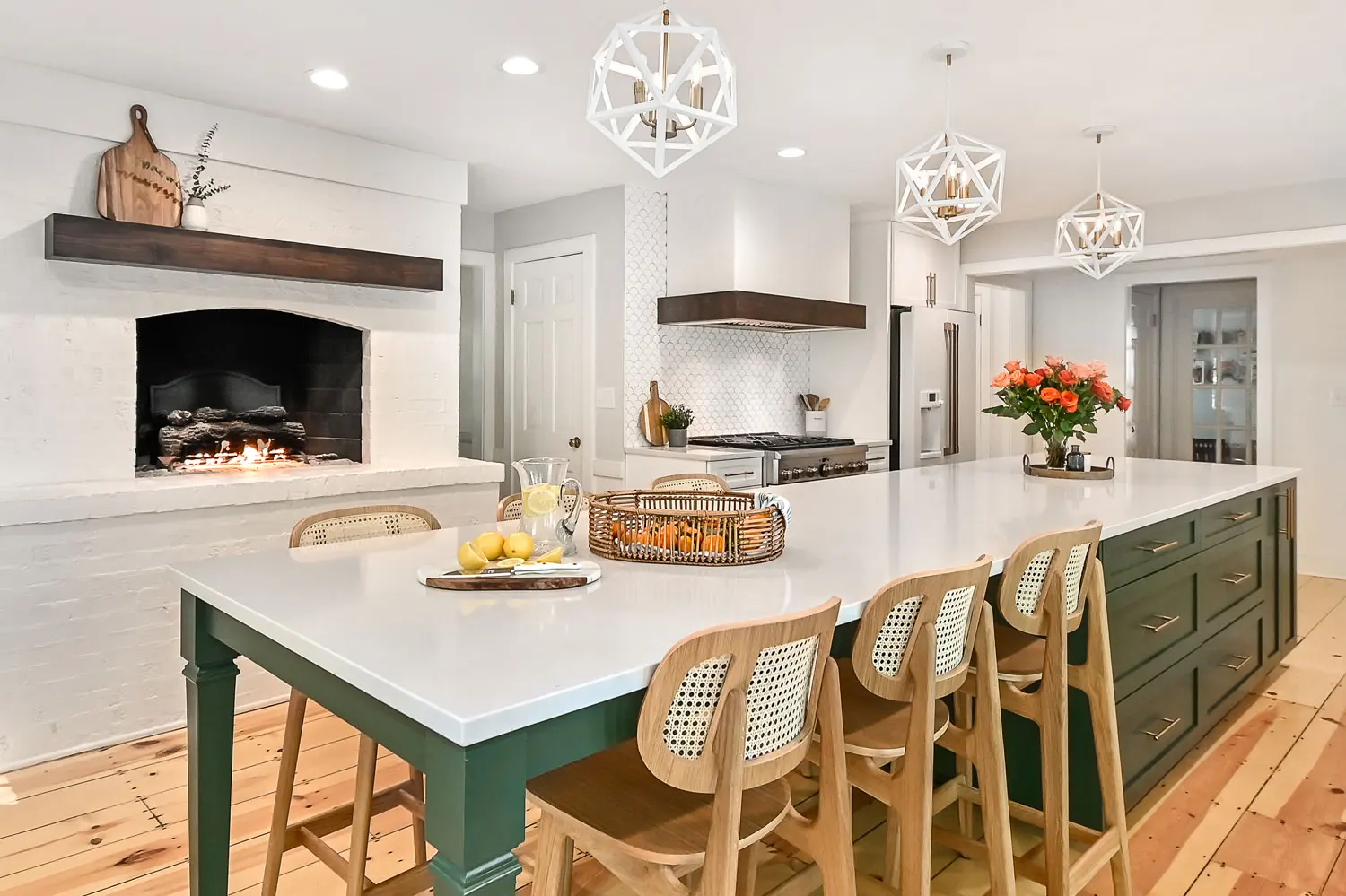 Vermonhouzz custom luxury style Modern Lacquer MDF Shaker RTA Kitchen Cabinet Island Furniture Green