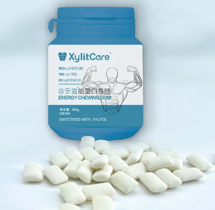 Sugar free chewing gum teeth care with zero-calorie sweeteners