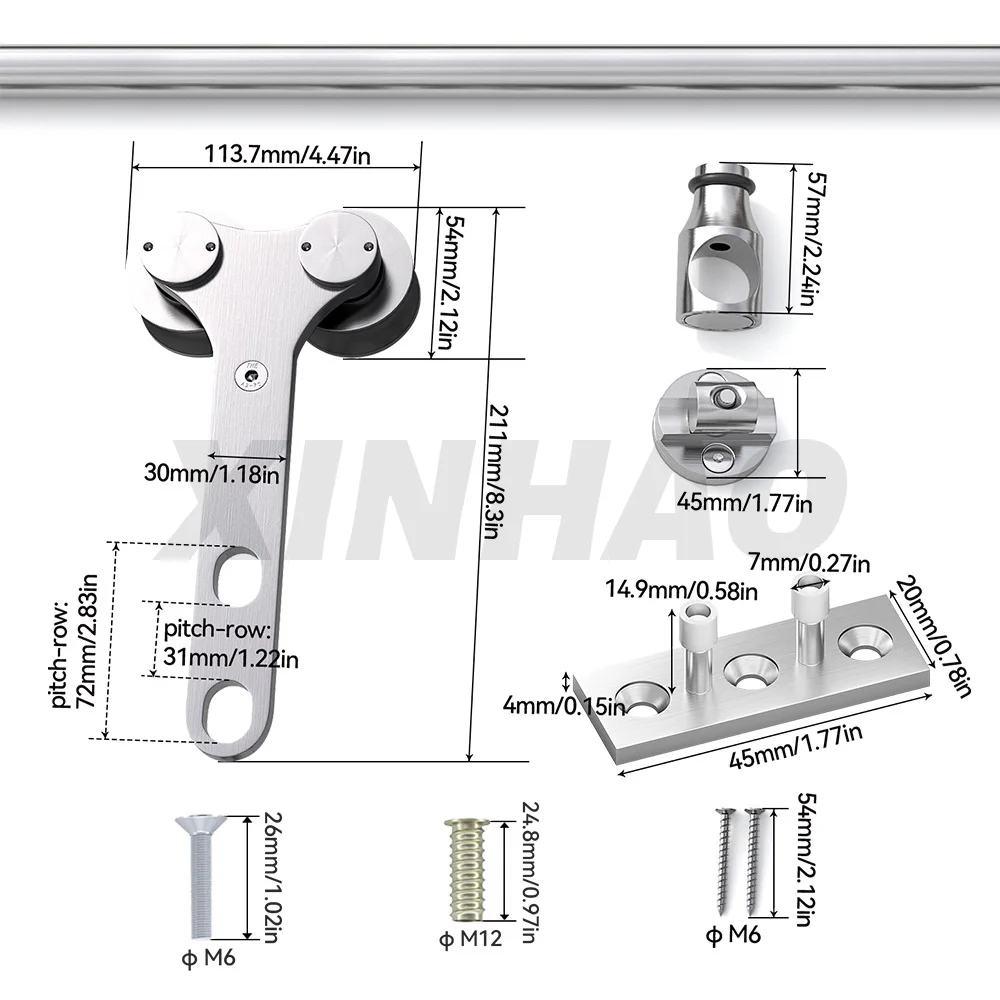 Double Wheel Stainless Steel Wholesale Sliding Barn Door Hardware Kit Suitable for wooden doors