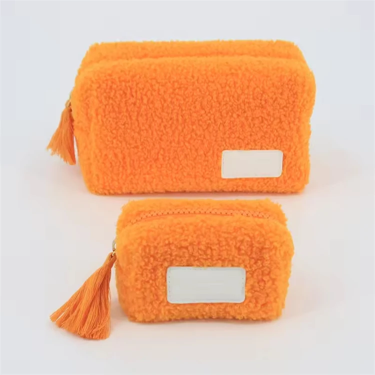 Креативный милый косметический чехол с рисунком плюшевого мишки для женщин модная бархатная махровая сумка для макияжа с застежкой-молнией